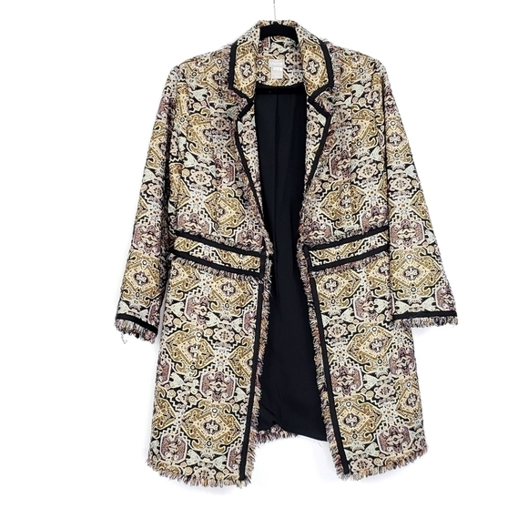 Chico's Fringe trim Jacquard Topper jacket size 1 =M/8 - Picture 11 of 12